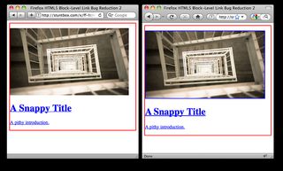 Side-by-side screenshots the same page in Safari and Firefox web browsers